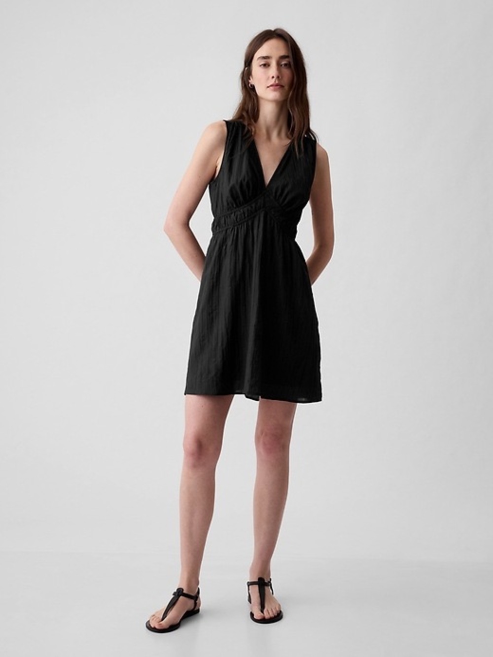 Gap Textured Crinkle Empire Waist Mini Dress